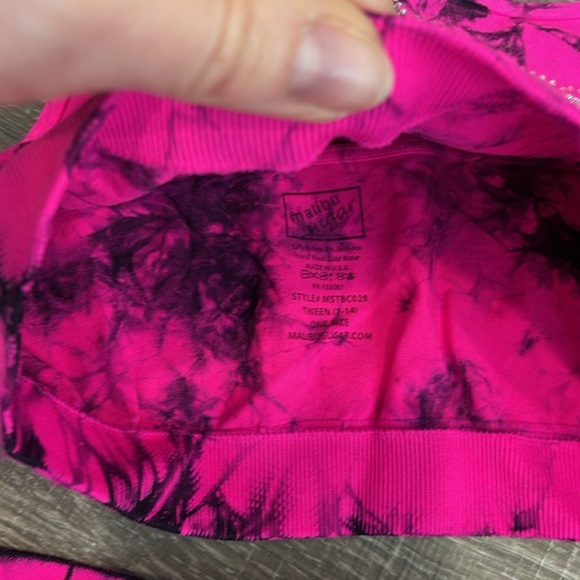 Tween (7-14) DANCE pink/deep purple lycra tye dye top and shorts by malibu sugar - Picture 4 of 4